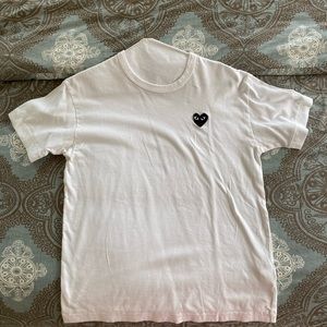 CDG White Tee Black Heart